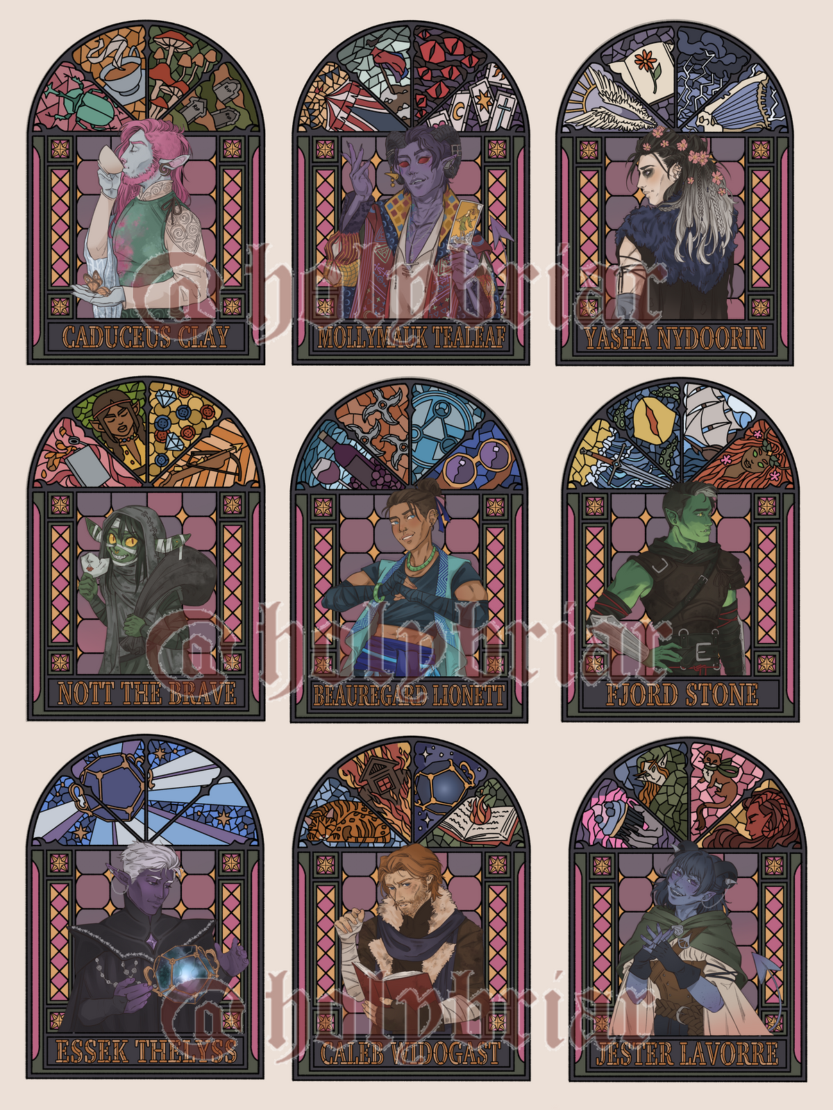 Mighty Nein Stained Glass Charms