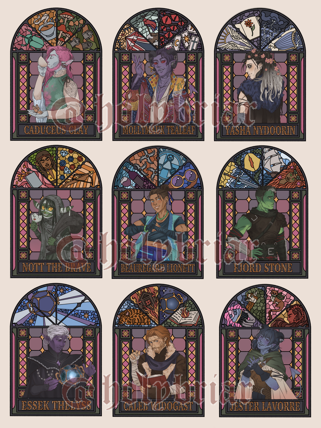 Mighty Nein Stained Glass Charms